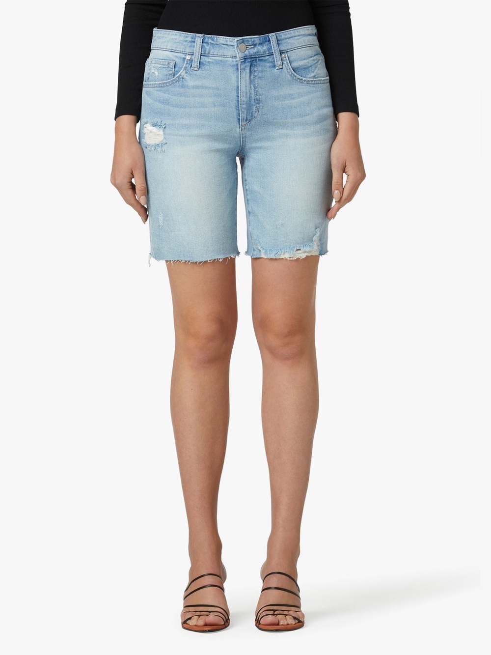 Joe's “Easy Bermuda” Light Wash Distressed Cut Off Shorts W/ Frayed Hem Size 28